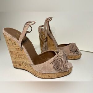 Aquazzura Nude Platform Wedge Sandals Size 38
